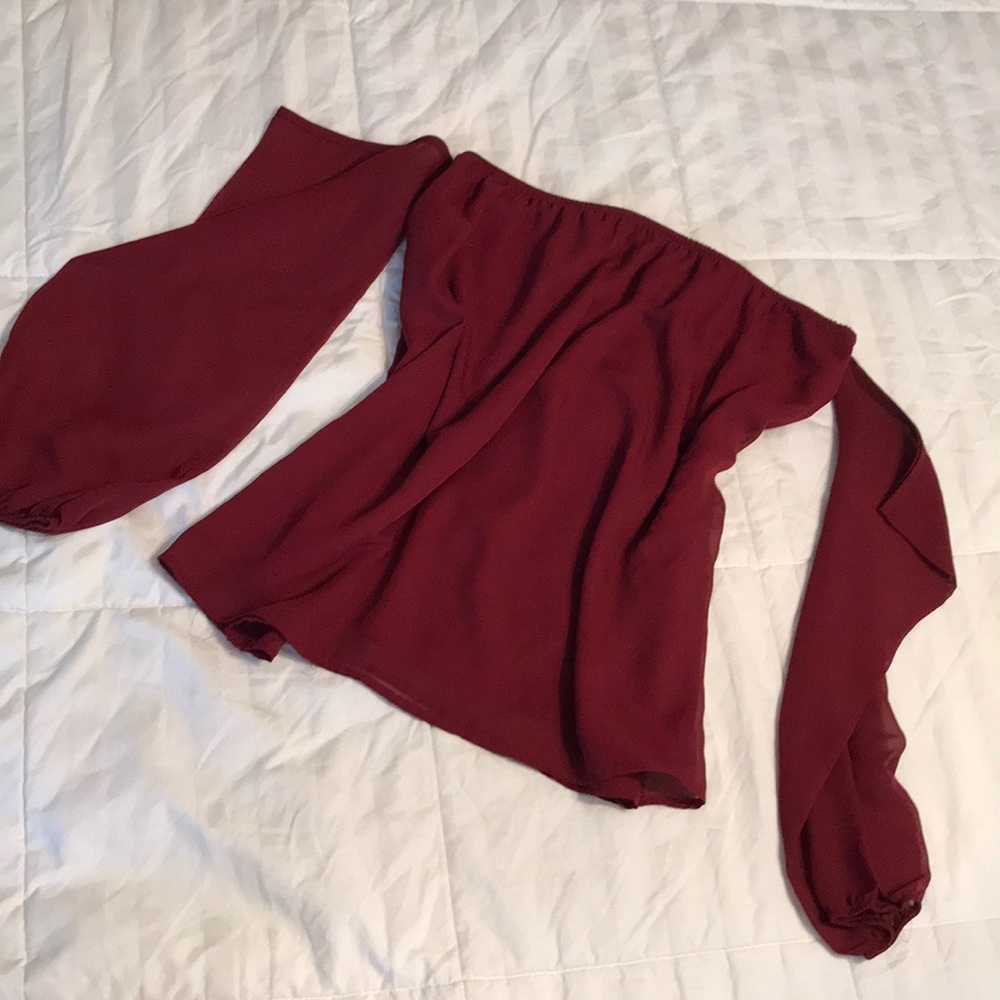 Maroon Strapless Top